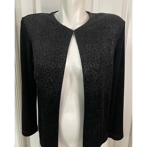 Jackets & Blazers - Softwear Petites by Mark Singer Sparkle Black Cardigan Top Womens Sm Petite Vtg